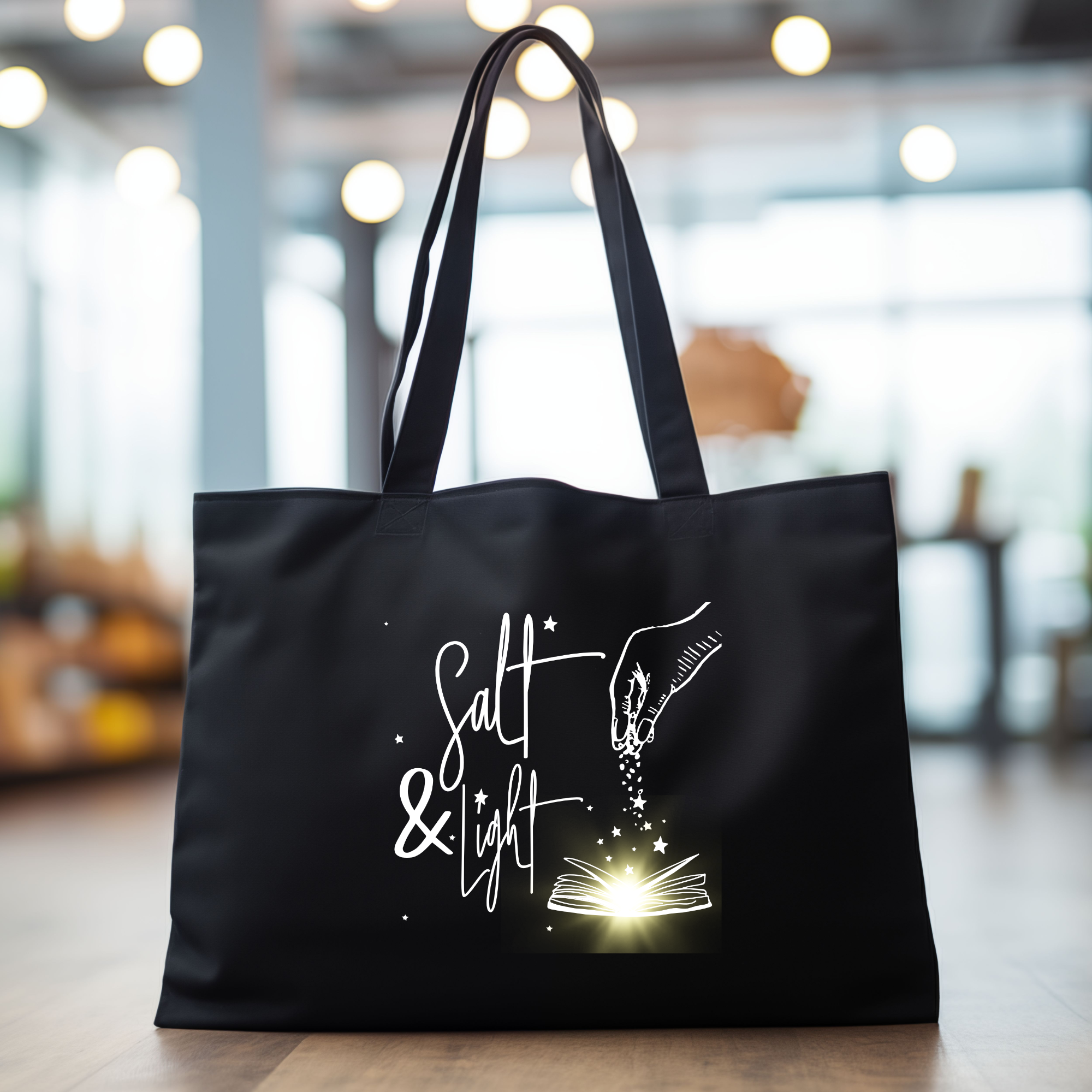 Salt and Light Oversized Black Tote Bag